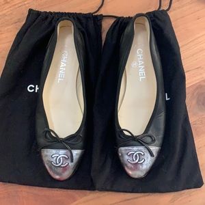 Chanel Ballerina Flats (Black/Silver - Sz. 39.5)